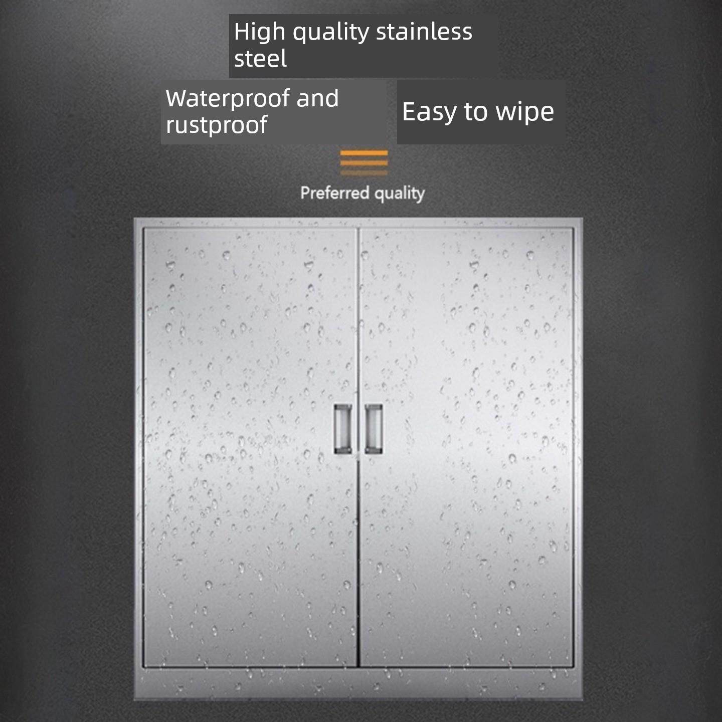 加厚304不锈钢矮柜家用带轮工具柜卧室收纳带锁矮柜阳台储物柜子