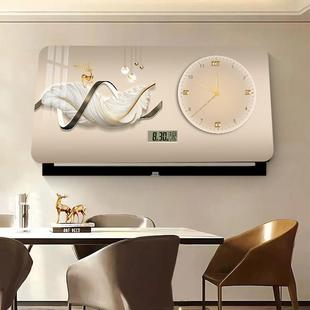 现代轻奢羽毛电表箱装饰画 画大尺寸带钟表万年历遮挡配电箱开 关