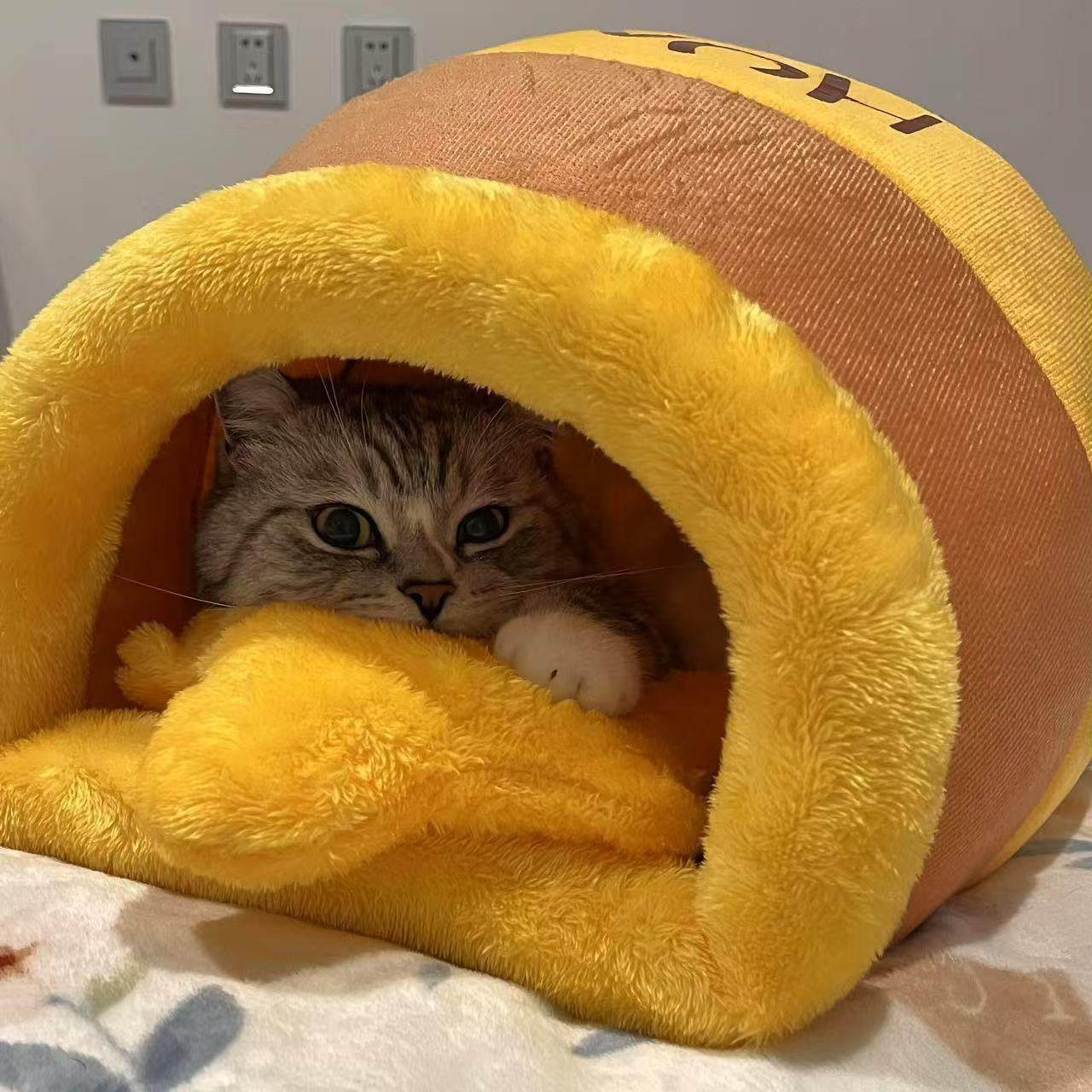 维尼的蜂蜜罐罐猫窝包裹式安全感毛绒大睡垫宠物冬季加厚保暖睡袋,宠物/宠物食品及用品,猫窝/屋/帐篷/沙发,淘宝优惠券,粉丝福利购,淘宝优惠卷
