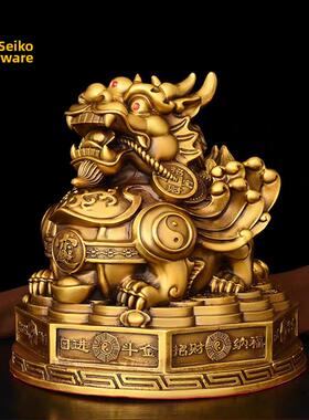 精工纯铜幸运皮绣装饰品镇屋客厅入口办公室桌面风水装饰黄铜工艺