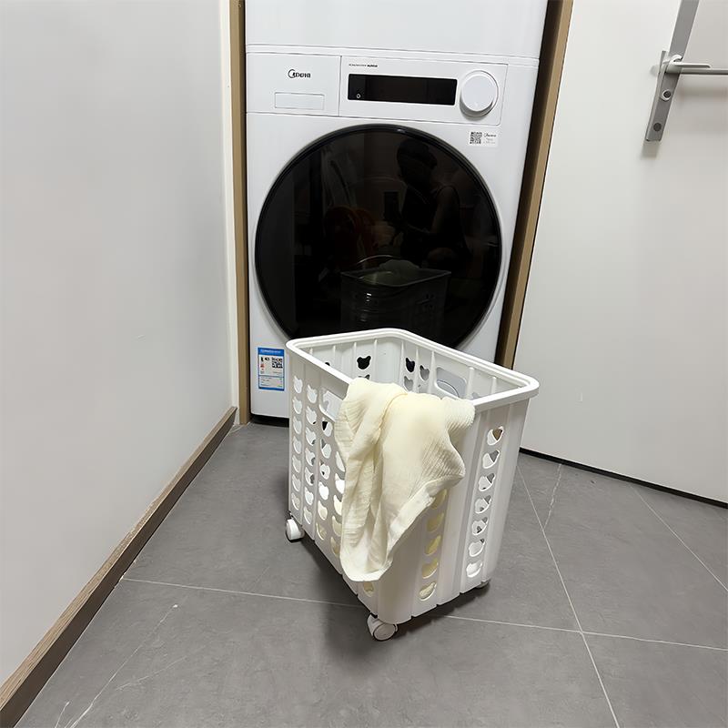 日式脏衣篓家用可折叠脏衣篮收纳筐浴室带轮洗衣篮子脏衣服置物架