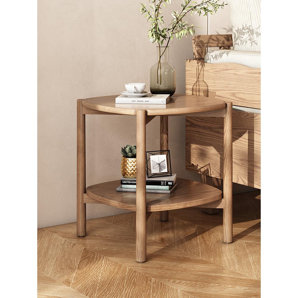 全实木小茶几沙发边几角几小户型家用北欧白蜡木可移动阳台小茶桌