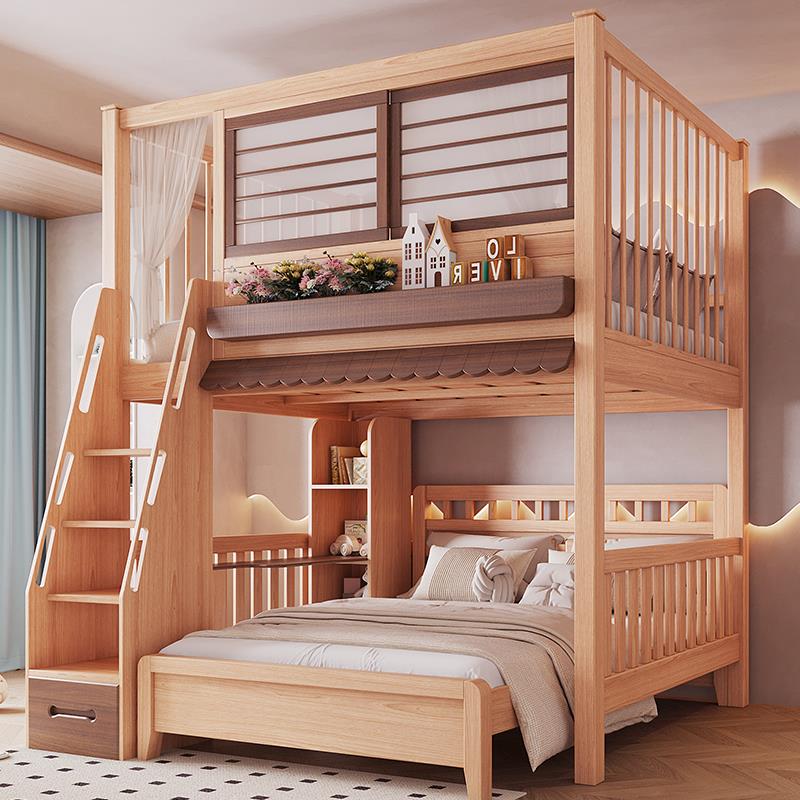 小户型交错式上下床大人互不干扰双人高低子母双人床1米8覆式二楼