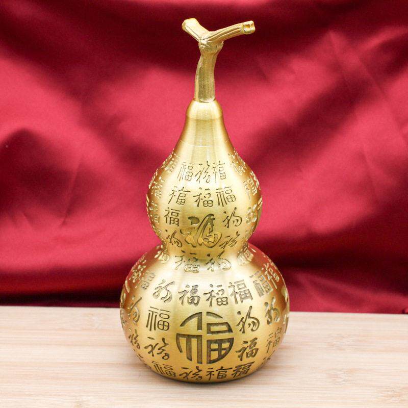 高端大号铜葫芦黄铜葫芦摆件开口葫芦金属工艺品家居办公摆件