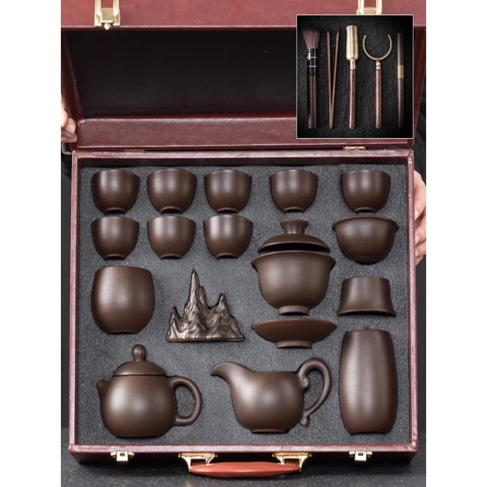 景德镇紫砂壶功夫茶套装家庭办公接待茶壶茶杯茶盘礼盒套装