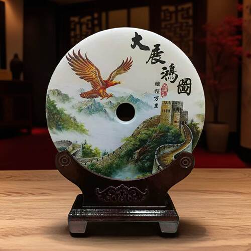 办公室客厅玄关装饰品玉石平安扣摆件3D彩印定制商务开业手礼品