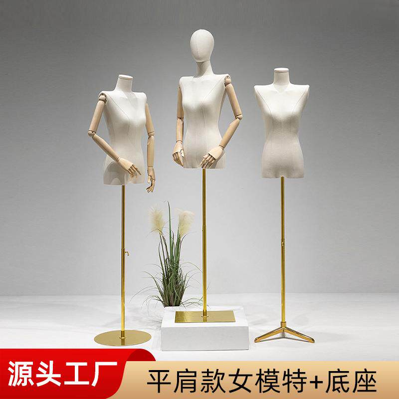 服装店模特道具女半身平肩模特橱窗展示架道具假人婚纱模特架