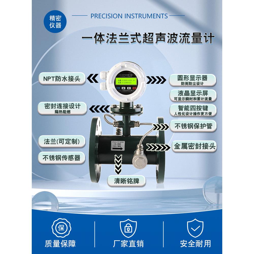 超声波流量计一体管道分体壁挂自来水供暖液体远传水表冷热计量表