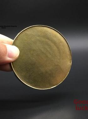 纯铜小圆板饰品黄铜迷你小铜板圆铜底座三脚小铜板桌面饰品