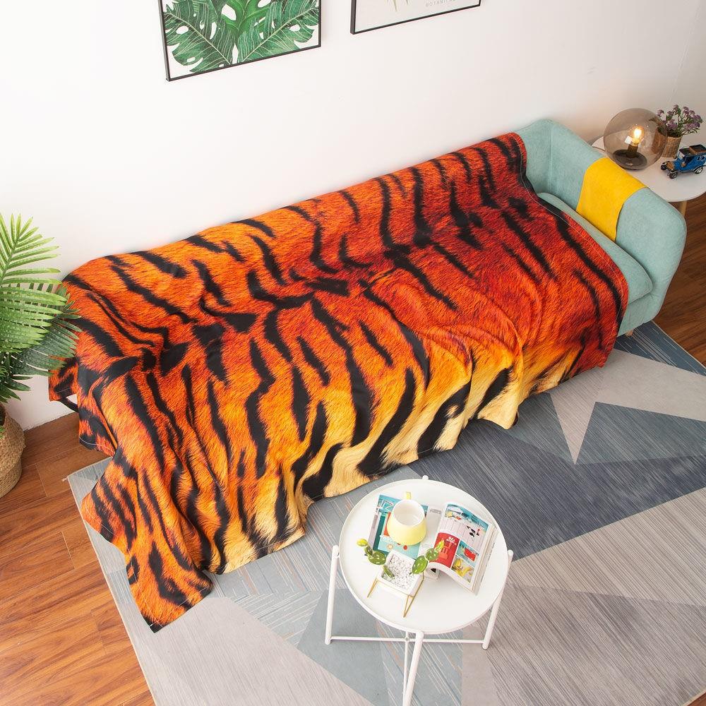 仿真虎纹沙发套全包通用型潮牌虎皮花纹豹纹沙发巾毯子防滑坐垫子