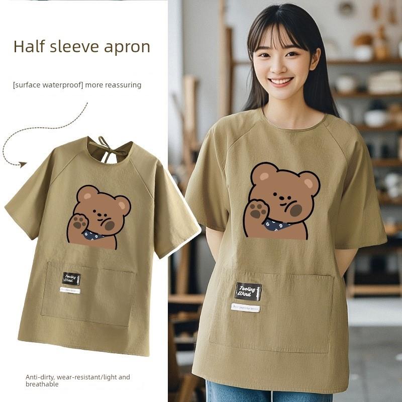 半袖短袖夏季美术生专用画画围裙反穿罩衣防水绘画课画室专用衣服