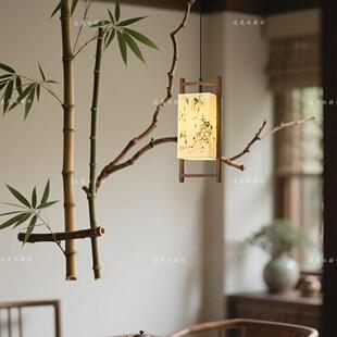 【追光竹韵吊灯】新中式卧室床头吊灯高级感宋代美学布艺小吊灯