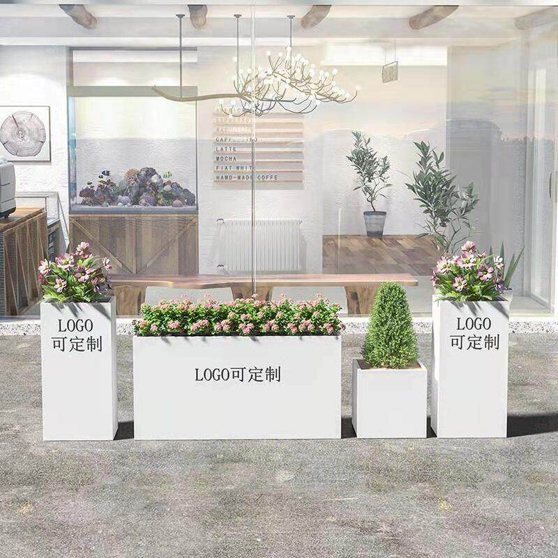 户外铁艺花箱广场商业街花坛组合 庭院种植箱奶茶店隔断花架花槽