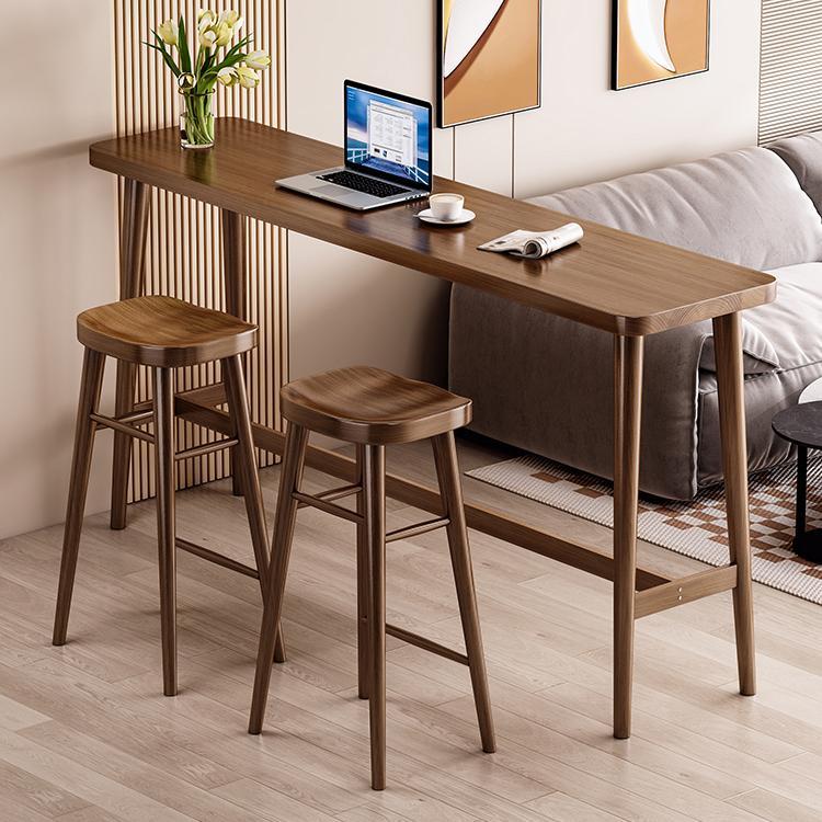 北欧实木吧台家用客厅餐桌隔断桌简约阳台靠墙长条桌高脚桌椅民宿