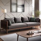 新中式 沙发胡桃木实木沙发客厅沙发组合现代简约组合2025新款 定制