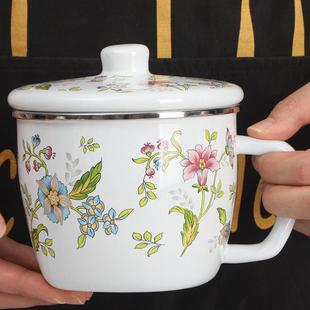 欧丽家加厚款12cm搪瓷环保杯泡面杯奶杯豆浆杯可明火加热茶杯杯具