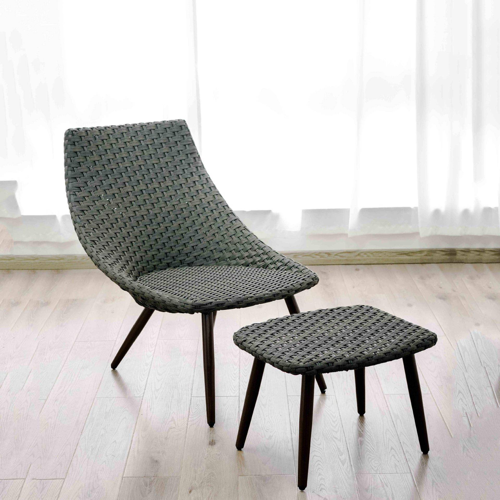 户外藤椅套装庭院阳台酒店名宿轻奢手工编藤休闲轻奢懒人躺椅带脚