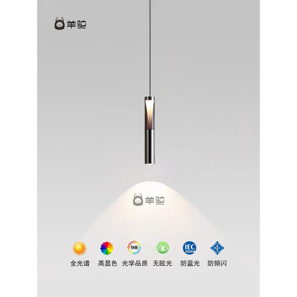 意式轻奢卧室床头小吊灯2025新款高级智能可升降触摸感应吊线射灯
