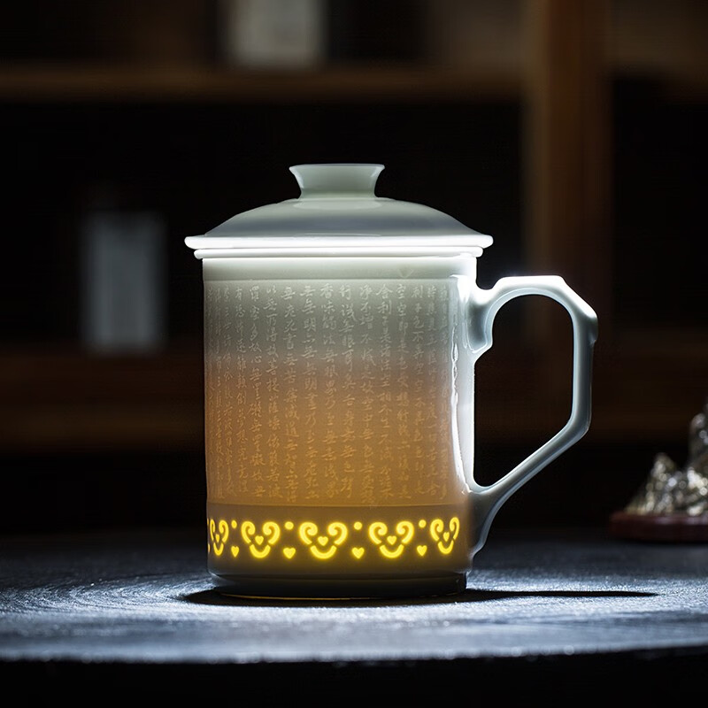 景德镇玲珑生肖高端陶瓷茶杯茶水分离个人水杯办公杯过滤泡茶杯男