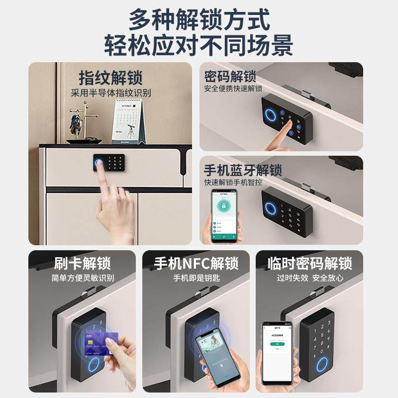 柜子收纳柜带密码锁对双门员工更衣室柜门指纹锁家用智能电子锁