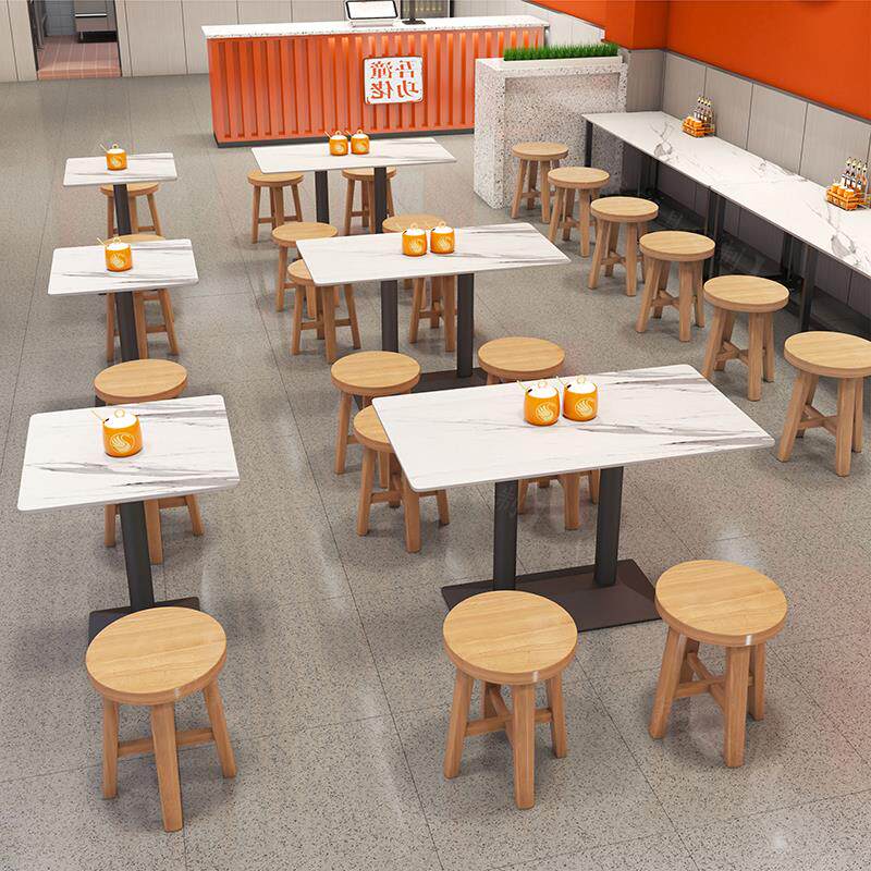 实木快餐桌椅小吃店面馆凳子麻辣烫螺蛳粉餐饮商用食堂餐桌椅组合
