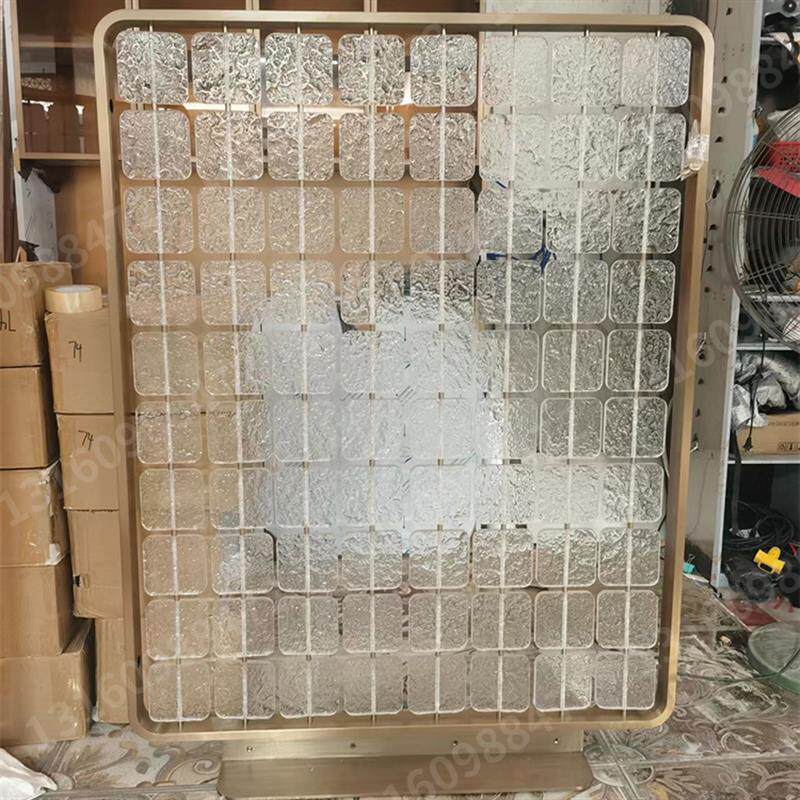定制亚克力不锈钢屏风隔断轻奢高端隔断客厅展厅前台玄关入户背景