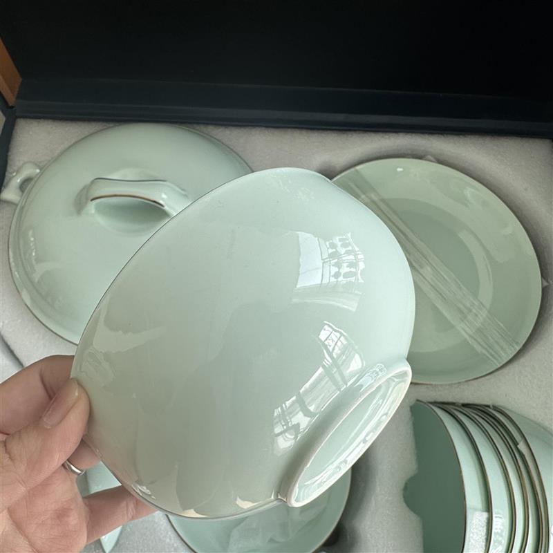 碗碟套装 家用餐具套组鲁青瓷陶瓷 骨瓷碗盘中式碗筷组合陶瓷餐具