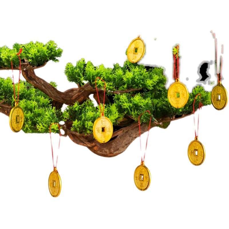 新年装饰用品金币挂件室内盆景挂饰过年聚L财室外吉祥吊饰春节布
