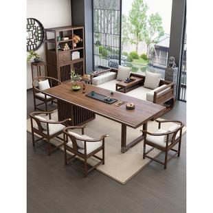 乌金木实木罗汉床大板茶桌椅组合客厅家用功夫茶几办公室泡茶台桌