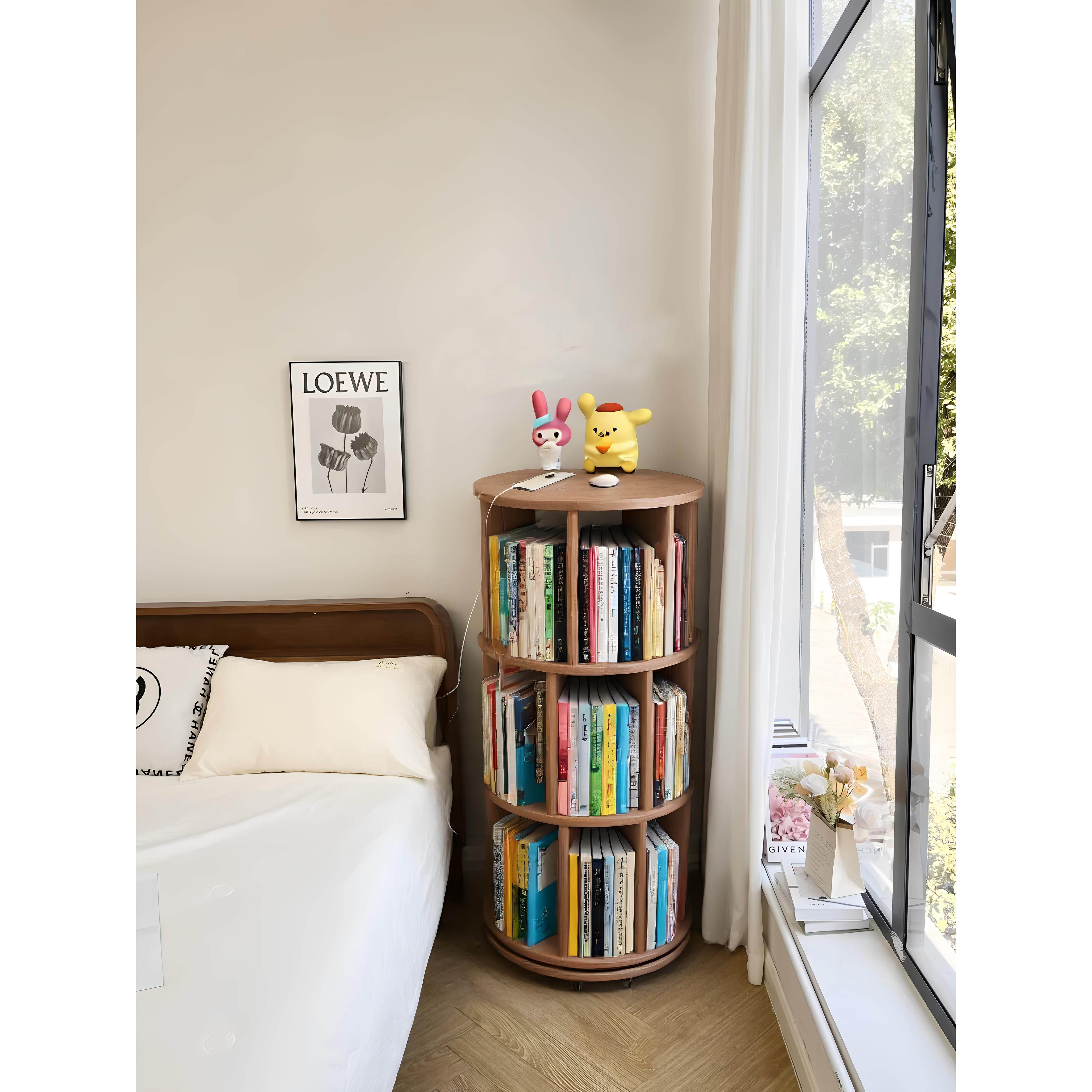 旋转书架360度小书柜落地储物柜家用置物架实木可移动床头柜,住宅家具,旋转书架,淘宝优惠券,粉丝福利购,淘宝优惠卷