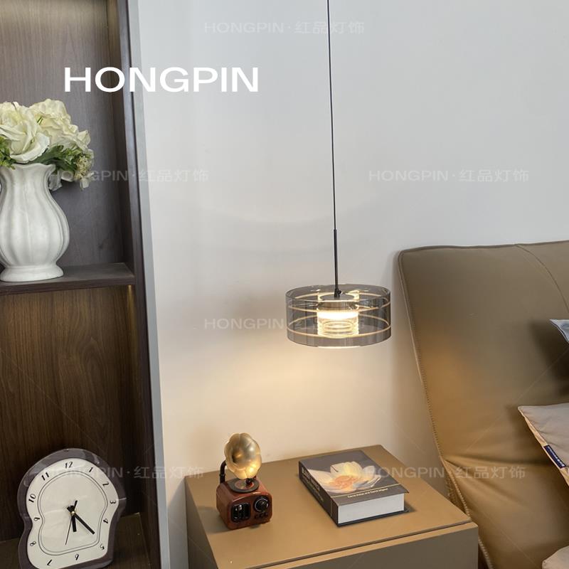 意式极简床头吊灯现代简约卧室床头灯设计师款高级感玻璃吧台灯