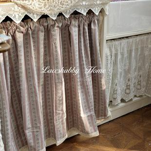 浪漫治愈系 覆古棉麻蕾丝灰色碎花免打孔窗帘门帘 LACESHABBY法式