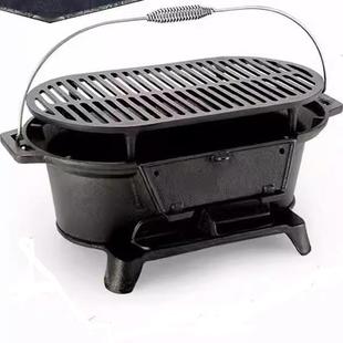 出口铸铁烧烤炉户外碳烤炉生铁加厚家用围炉煮茶烤生蚝烧烤架肉盘