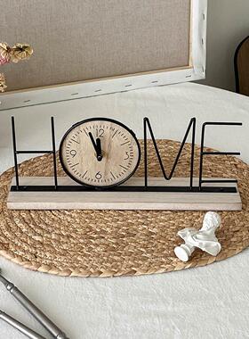 志武木制手工钟装饰品覆古家居客厅桌面装饰电视柜入口静音钟