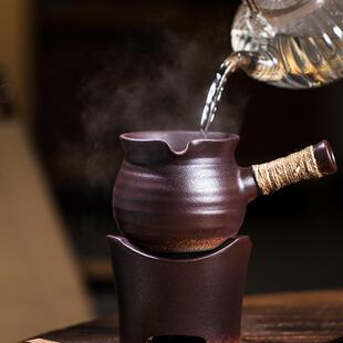 粗陶罐罐茶土陶公道杯煮茶器家用煮茶壶烤茶炉 带盖侧把烤茶罐日式
