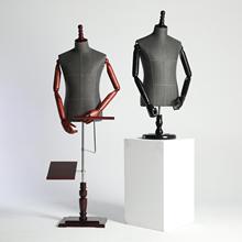 男半身模特道具服装店橱窗西服人形展示架衣架全身黑色麻布男台模