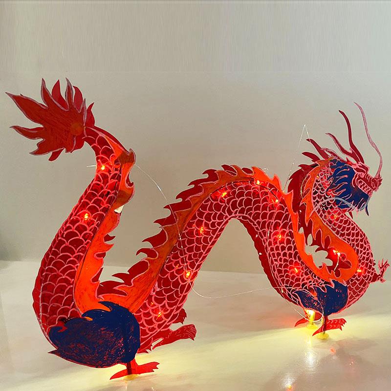 中秋节儿童玻璃纸灯笼材料包传统手工艺彩色手绘中国龙年生肖灯笼