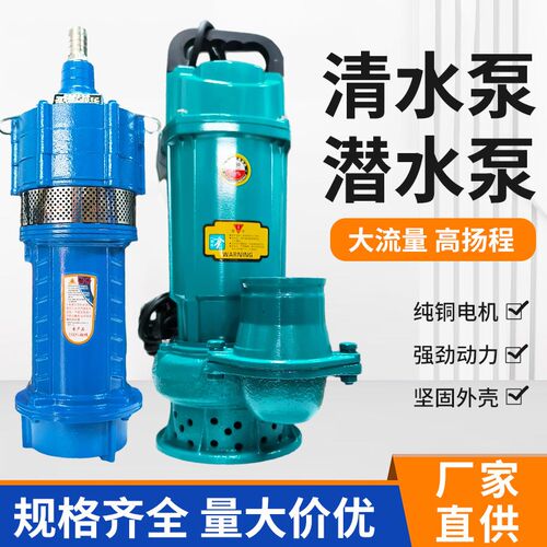 水泵潜水泵清水泵家用220V 农用灌溉 高扬程大流量3寸4寸抽水泵
