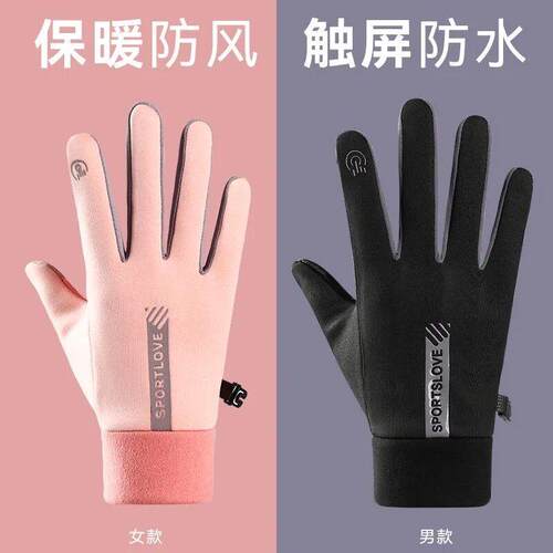 冬季防风防水加绒保暖触屏秋冬季户外电动车手套防滑骑行专用手套