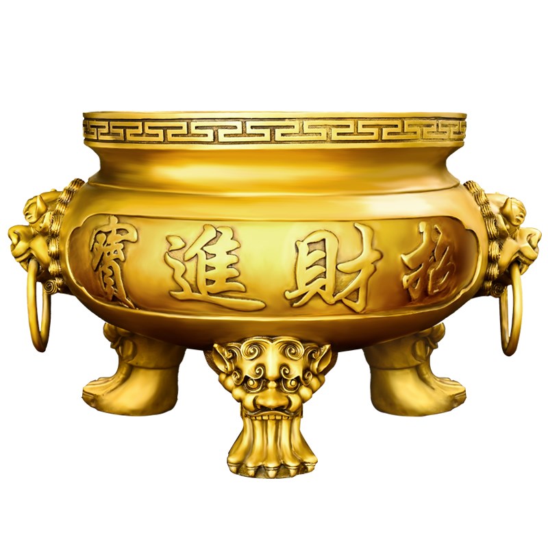 铜香炉摆件金玉满堂香炉祠堂供奉家用寺庙上香三足鼎炉供佛财神爷