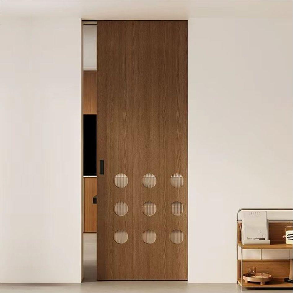 定制中古风网红洞洞门实木复合烤漆平开门吊轨移门谷仓门幽灵门