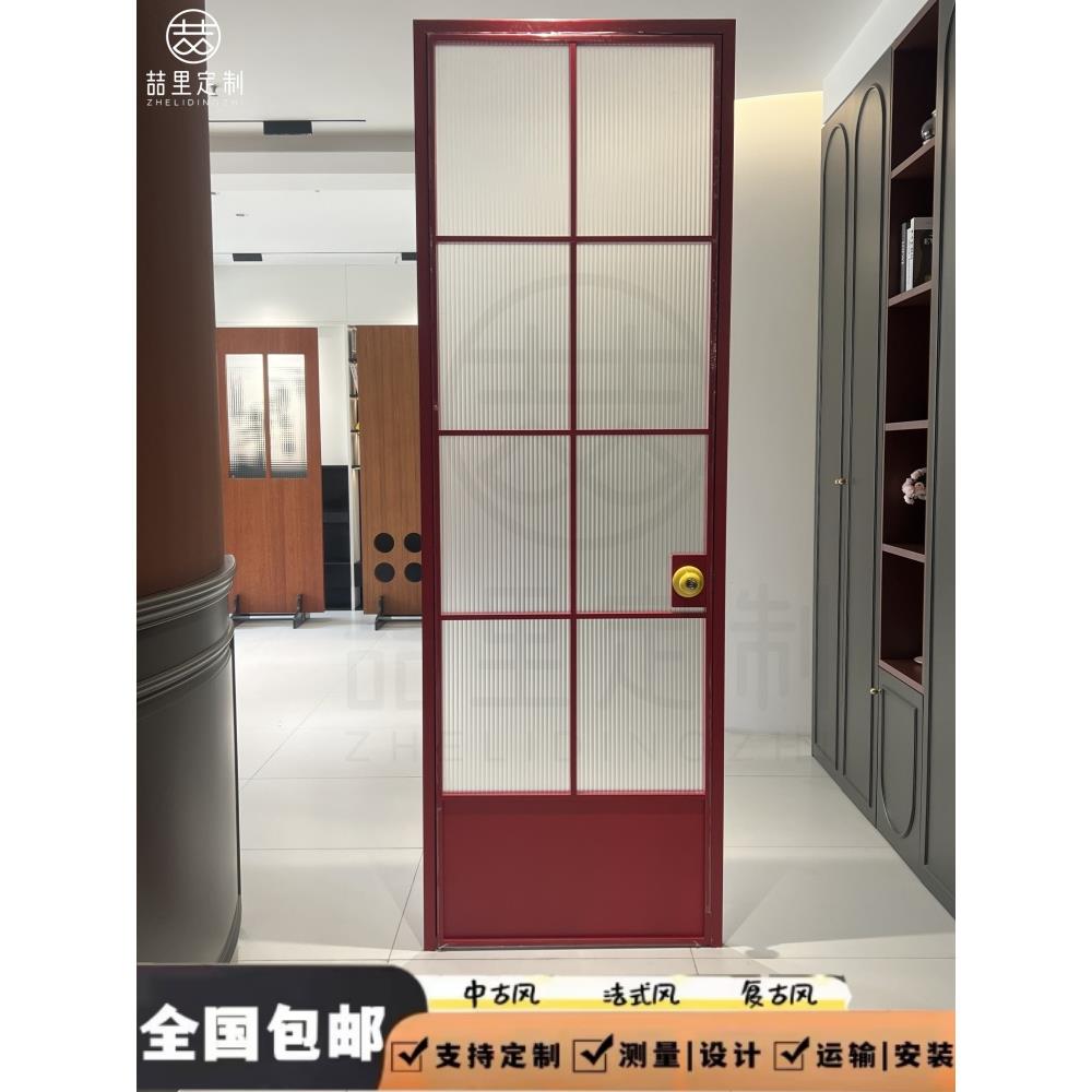 定制浴室门法式覆古彩色玻璃门厨房门吊轨厕所滑动门