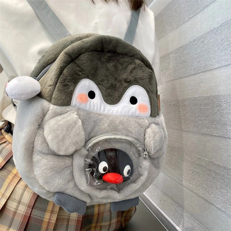 企鵝雙肩背包女可愛卡通jk少女