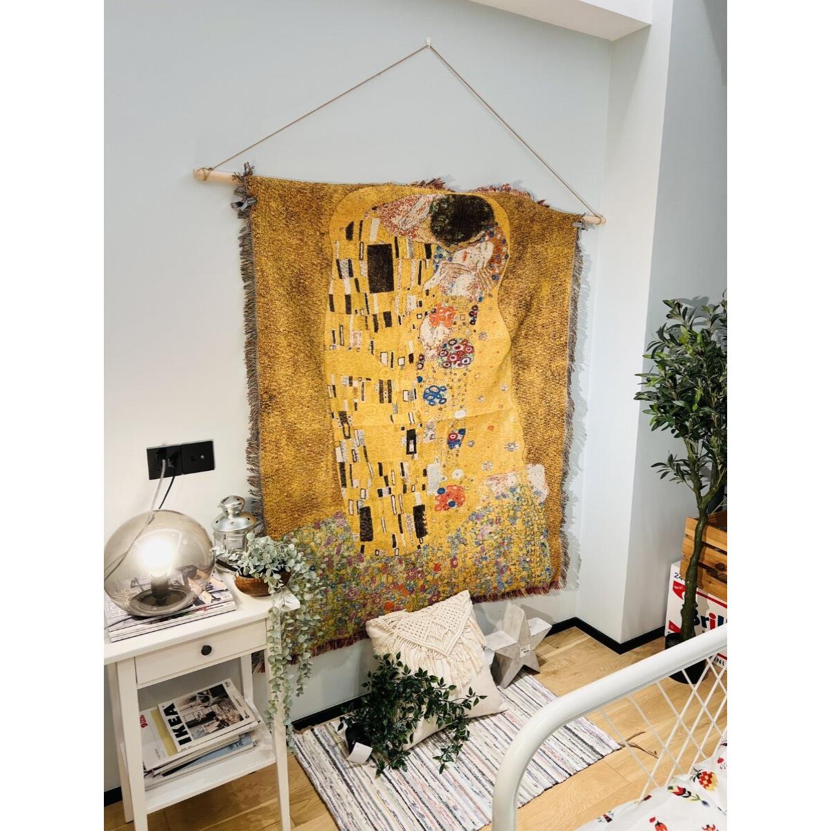 亲吻装饰挂毯Gustave Klimt符号沙发毯子帐篷野餐地毯