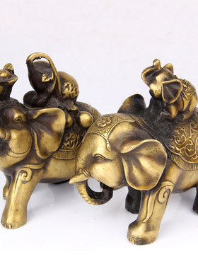 纯铜大象摆件一对吸u水象象铜象工艺品店铺开业礼品