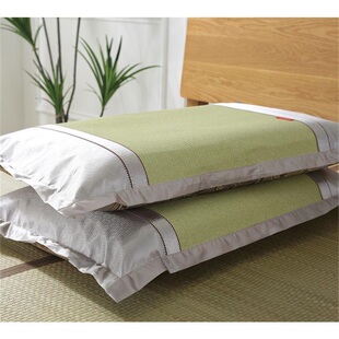 夏季蔺草草席h枕头套枕头片绑带枕头套学生印花枕头套大人枕席