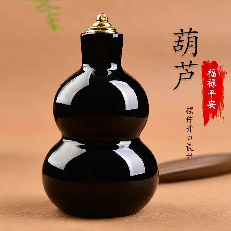黑曜石葫芦摆件门对门玄关家居摆饰开口开盖空心风水摆饰舍利瓶
