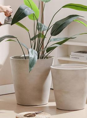 轻奢创意镁泥大花盆，Monstera橡胶树，南迪纳竹子，微水泥，中世