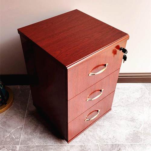 办公室桌下活动柜可移动三抽屉储物收纳带锁木质文件矮柜整装发货