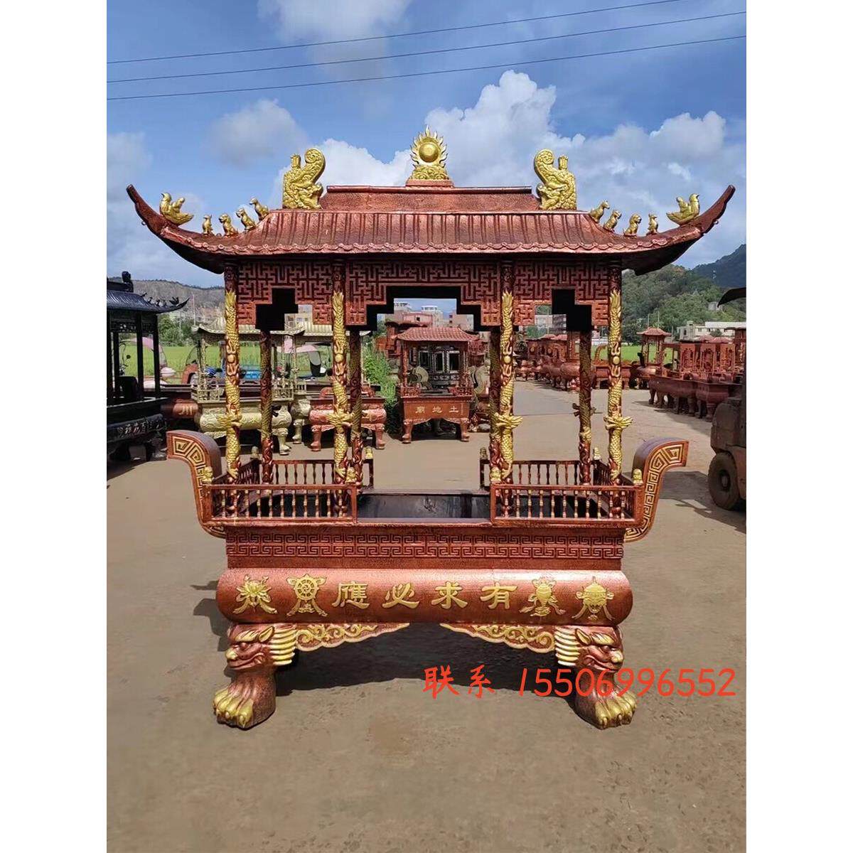 铸铁大型香炉铸造生铁户外彷古插香炉寺庙大香炉铁烧香炉烧纸炉